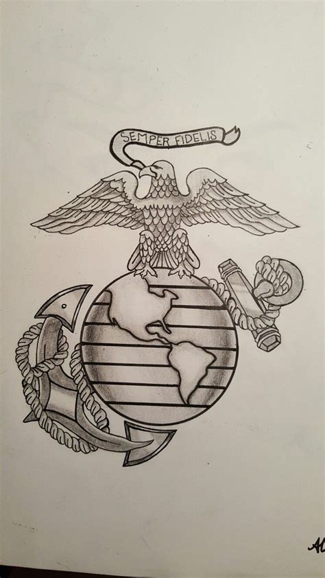 My Original Drawing Of A Marines Tattoo Semper Fi Usmc Tattoo