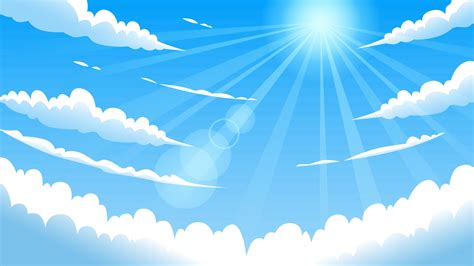 Blue Sky Background With Clouds And Sunlight Vector Art At Vecteezy