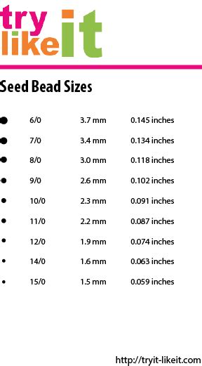 Seed Bead Size Chart A Visual Reference Of Charts Chart Master