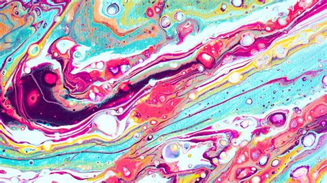 Wallpaper Paint Fluid Art Stains Liquid Colorful Canvas Hd