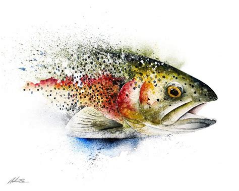 Rainbow Trout Watercolor Painting By Nathan Brown Fish Art And Fish