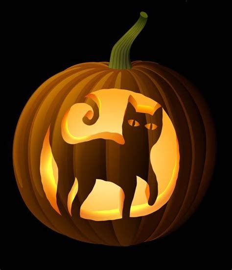Black Cat Pumpkin Carving Stencil Halloween Pumpkin Carving