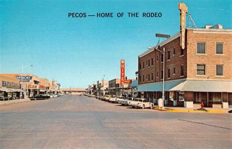 Pecos Texas Oak Street Scene Historic Bldgs Vintage Postcard K93680