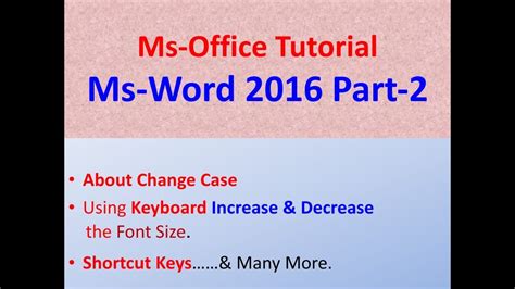 Check spelling or type a new query. Ms-Word 2016 in English Part 2 | About Change Case| Bold ...