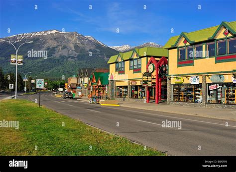 Main Street Town Of Jasper Alberta Stock Photo Alamy