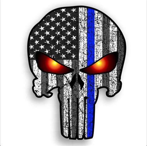 Thin Blue Line Punisher Skull Graphic