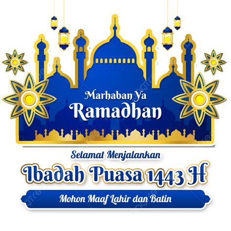 Gambar Kartu Ucapan Marhaban Ya Ramadhan 2022 Dengan Masjid Dan Lampion