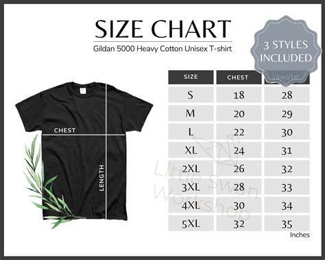 Gildan 5000 Size Chart G500 Size Chart Gildan Mockup And Etsy Singapore