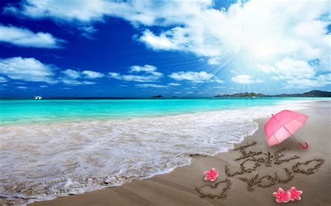 Sea Beach Sky And White Cloud Child Color Lotus Heart