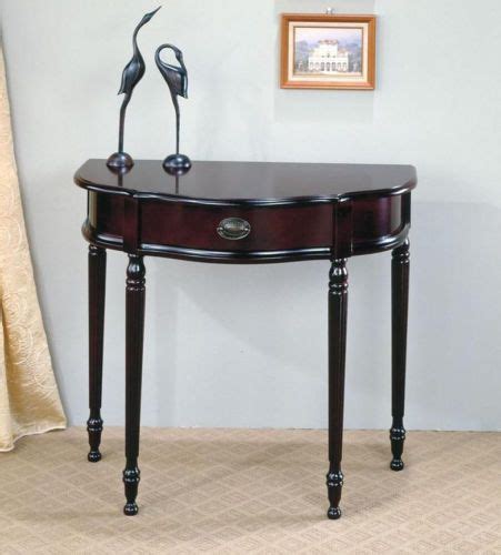 Curved Entry Hall Table With Storage Drawer In Cherry Finish