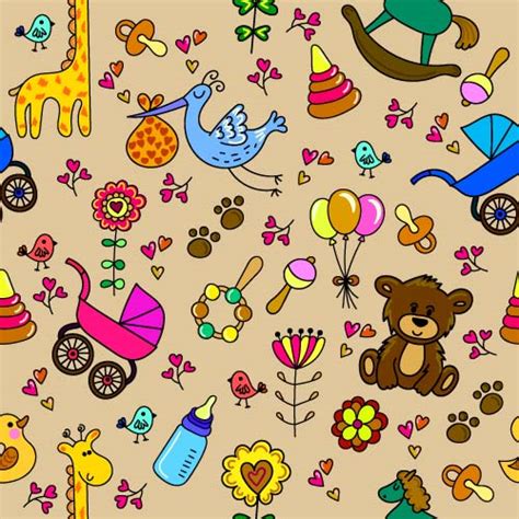 Seamless Pattern Baby Cute Vectors 03 Vector Pattern Free Download
