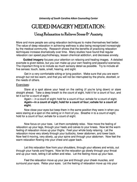 Guided Imagery Meditation Form Fill Out And Sign Printable Pdf