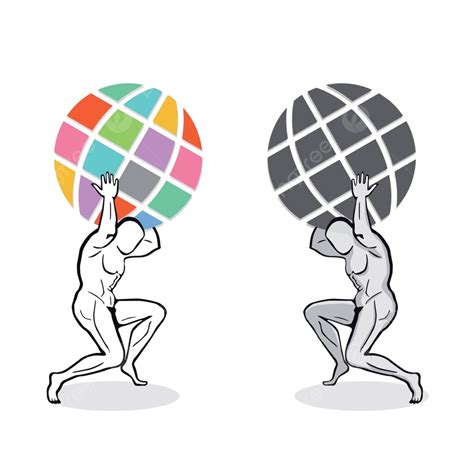Depiction Of Atlas The Titan Supporting The Weight Of The World Vector
