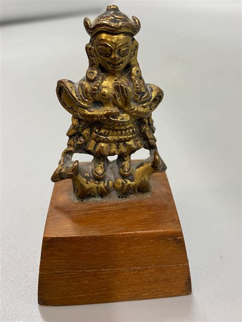 Global Nepali Museum Two Gilt Copper Buddhist Objects Global Nepali