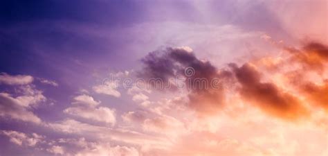 Purple Sunset Sky With Clouds Stock Photo Image Of Meteorology