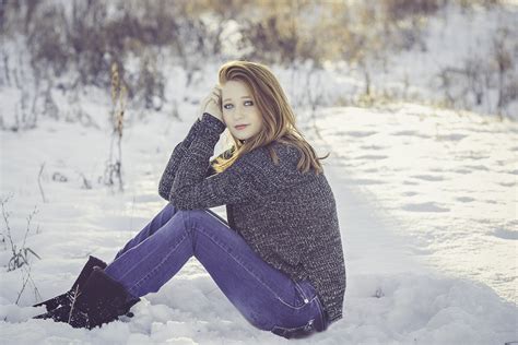 Free Images Snow Winter Girl Woman Hair Female Portrait Model Spring Sitting Weather