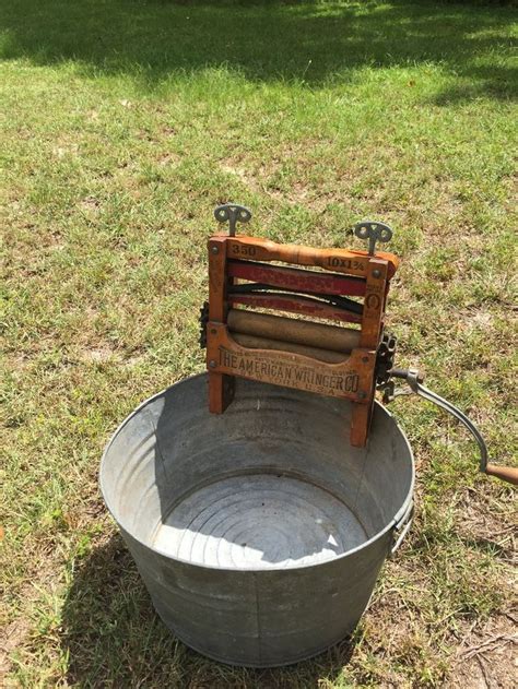 Primitive Wringer Washer Farmhouse Wash Tub Antique Washing Machine