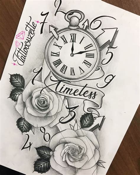 Details Clock And Rose Tattoo Stencil Thtantai