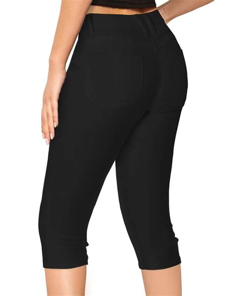 Hybrid Women S Butt Lift Super Comfy Stretch Denim Capri Jeans Black