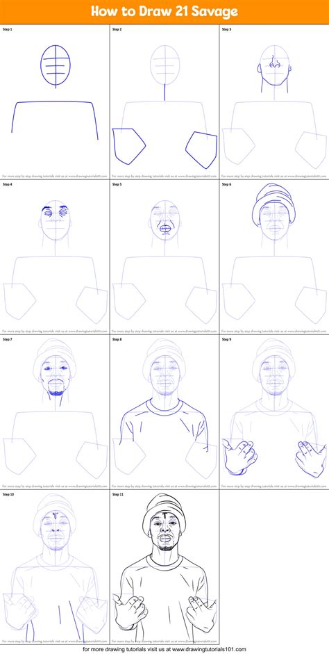 How To Draw 21 Savage Printable Step By Step Drawing Sheet