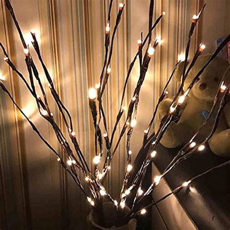 3 Pack Warm White Lighted Twig Branches 60 Led Lights Artificial Tree