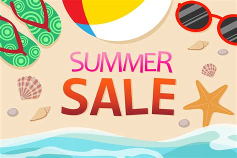 Top View Of Summer Sale Banner Template Decoration With Objects On