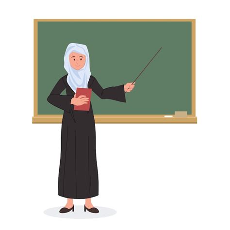 Moslim Leraar Professor Staande Voor Babebord Onderwijs Babe In Klas Op Babe Platte