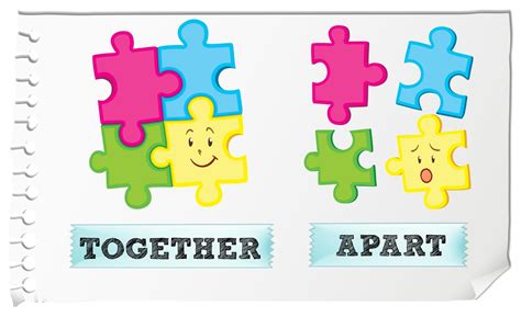 Opposite Adjective Together And Apart 294982 Vector Art At Vecteezy