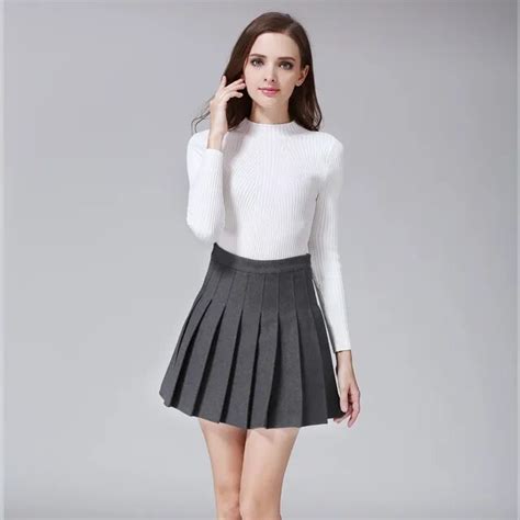 2017 autumn and winter women black pleated skirt high waist mini skirt female sexy office lady