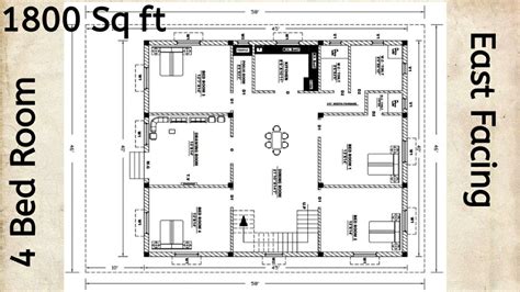 1800 Sq Ft 4 Bedrooms House Plans Ll 45x40 Indian House Plan Ll 1800