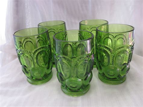 Moon And Stars Green Glass Tumbler Lot Arent These Pretty Glass