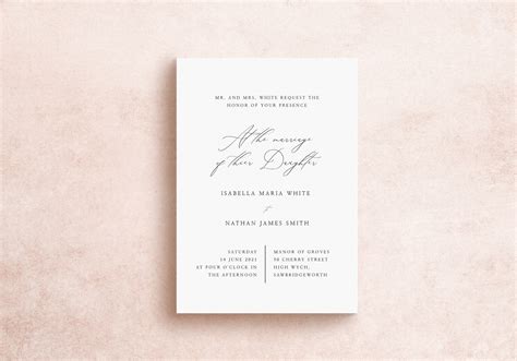 Minimalist Wedding Invitation Template Printable Wedding Etsy