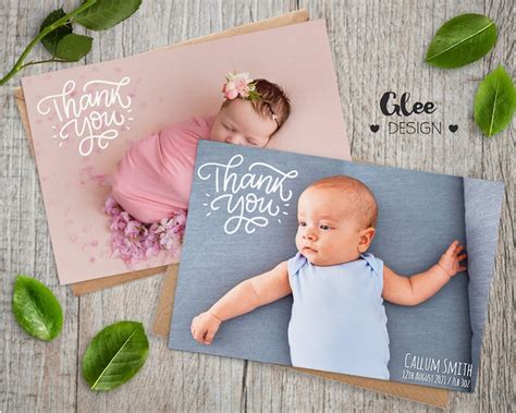 Baby Thank You Cards Personalised New Baby Thank You Card Etsy Uk