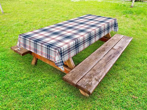 Plaid Outdoor Tablecloth Traditional Checkered British Country Pattern