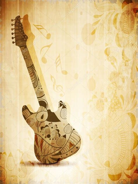 Music Concept With Guitar On Vintage Background Eps 10