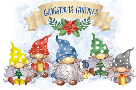 Christmas Gnomes Clipart Watercolor Scandinavian Gnomes 909860