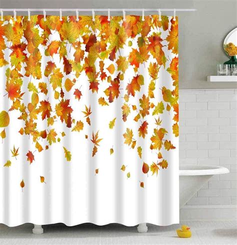 Leaf Shower Curtains For Bathroom Decor Longrv Romantic Autumn The