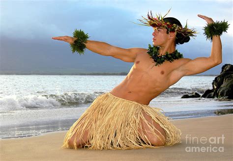 Male Hula Dancer Performs On The Beach Photograph By Gunther Allen