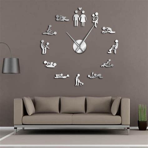 Bachelorette Game Kama Sutra Diy Adult Room Decorative Giant Wall Clock Sex Love Position