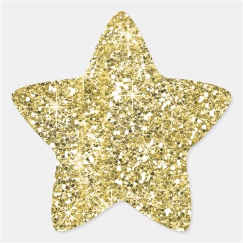 Gold Star Shape Faux Glitter Stickers