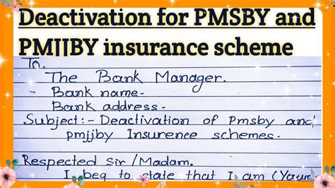 Write An Application To The Bank Manager For Deactivated Pmjjby And