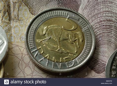 Money South African RANDS RAND 5 five Rand coin single one 