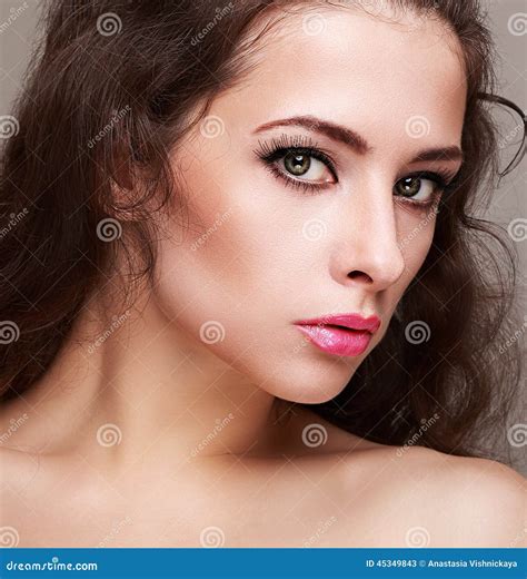 Bright Perfect Female Makeup With Long Lashes Stock Image Image Of