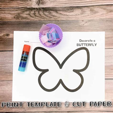 Tissue Paper Butterfly Craft With Free Printable Template