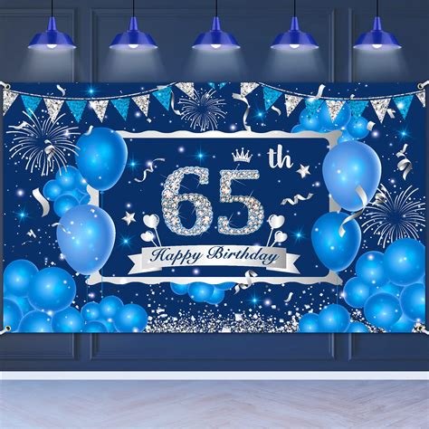 Buy Blue 65th Birthday Decorations Banner For Men Women Navy Blue