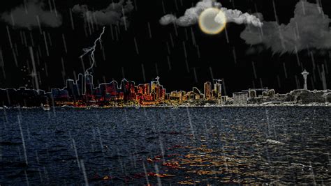 City Night Seattle Rain  By Kae Nelson
