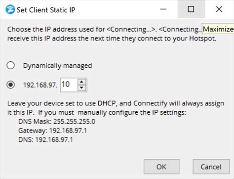 Custom Dhcp Ranges And Static Ip Addresses Connectify Hotspot