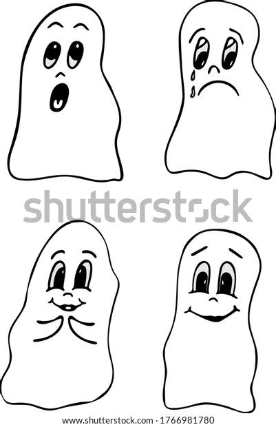 set funny cartoon ghosts vector hand stock vector royalty free 1766981780 shutterstock