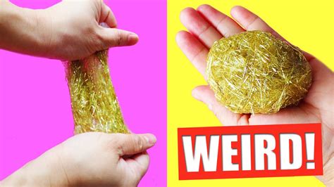 How To Make Slime With Gold Strands Diy Weird Slime Without Borax By