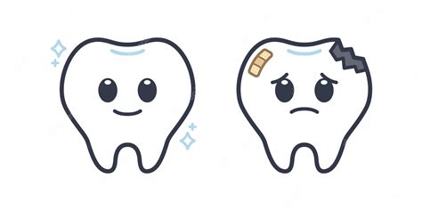 Premium Vector Cute Healthy And Unhealthy Teeth Character Illustration